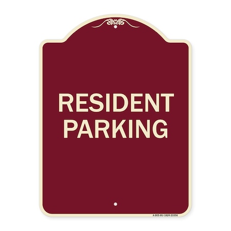 Signmission Parking Resident Parking Heavy-Gauge Aluminum Architectural Sign, 24" x 18", BU-1824-23356 A-DES-BU-1824-23356